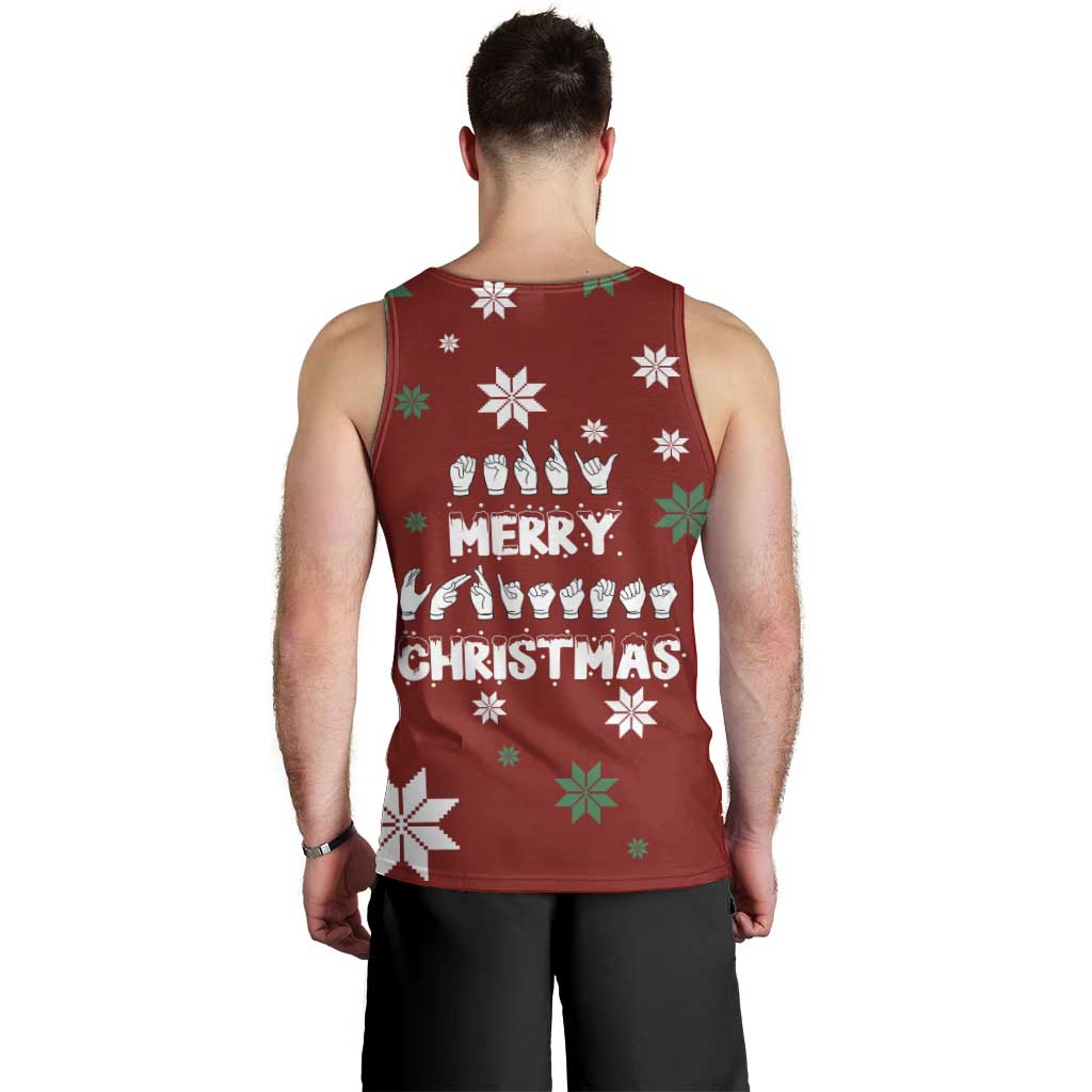 Sign Language Merry Christmas Men Tank Top Xmas Holiday Patterns - Wonder Print Shop