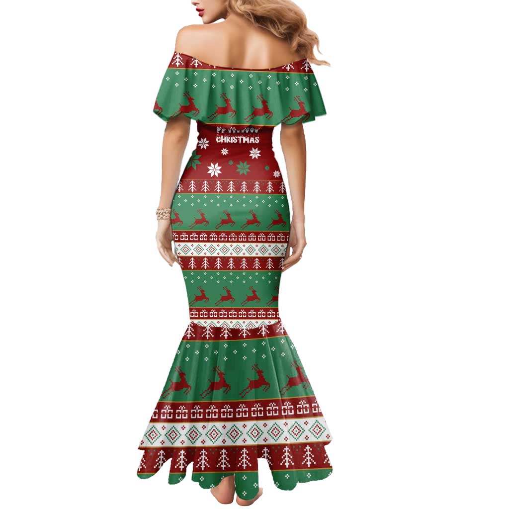 Sign Language Merry Christmas Mermaid Dress Xmas Holiday Patterns - Wonder Print Shop