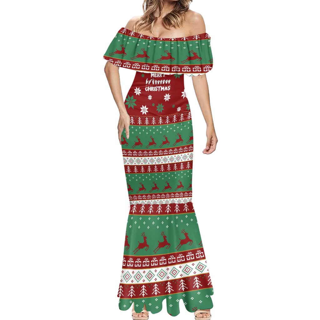 Sign Language Merry Christmas Mermaid Dress Xmas Holiday Patterns - Wonder Print Shop