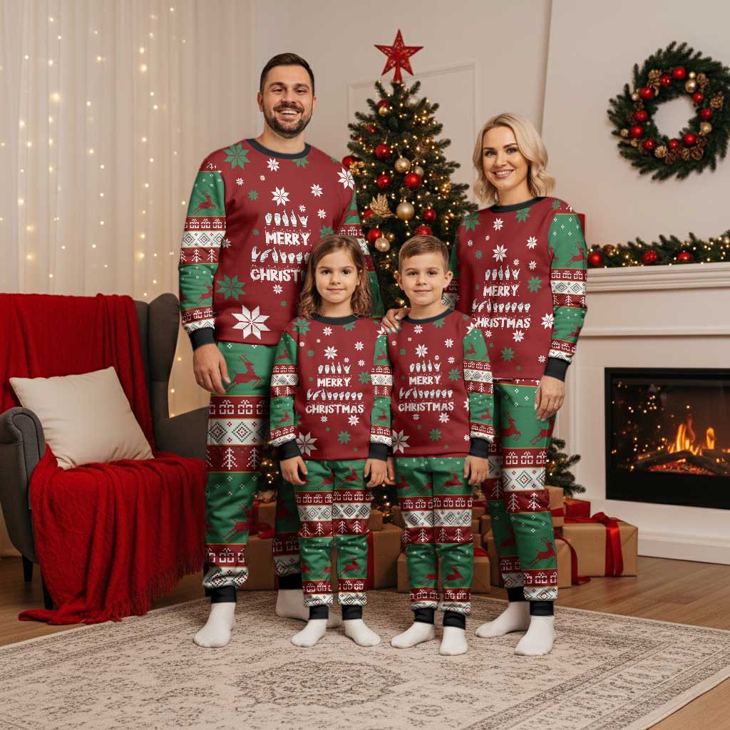 Sign Language Merry Christmas Pajama Set Xmas Holiday Patterns - Wonder Print Shop