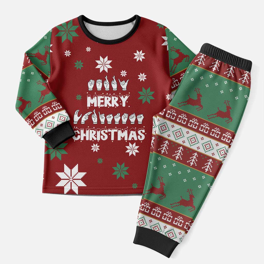 Sign Language Merry Christmas Pajama Set Xmas Holiday Patterns - Wonder Print Shop