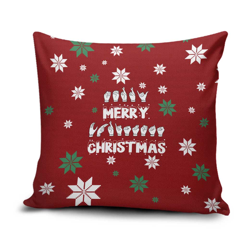 Sign Language Merry Christmas Pillow Cover Xmas Holiday Patterns - Wonder Print Shop