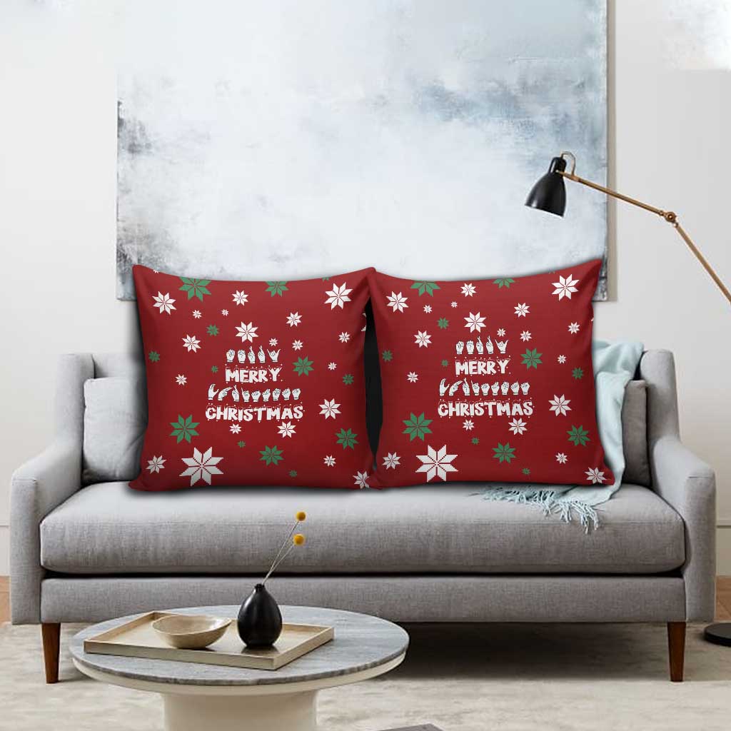 Sign Language Merry Christmas Pillow Cover Xmas Holiday Patterns - Wonder Print Shop