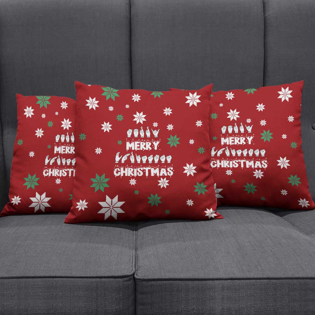 Sign Language Merry Christmas Pillow Cover Xmas Holiday Patterns - Wonder Print Shop