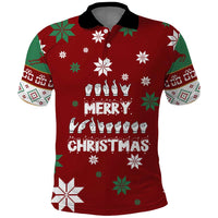 Sign Language Merry Christmas Polo Shirt Xmas Holiday Patterns - Wonder Print Shop