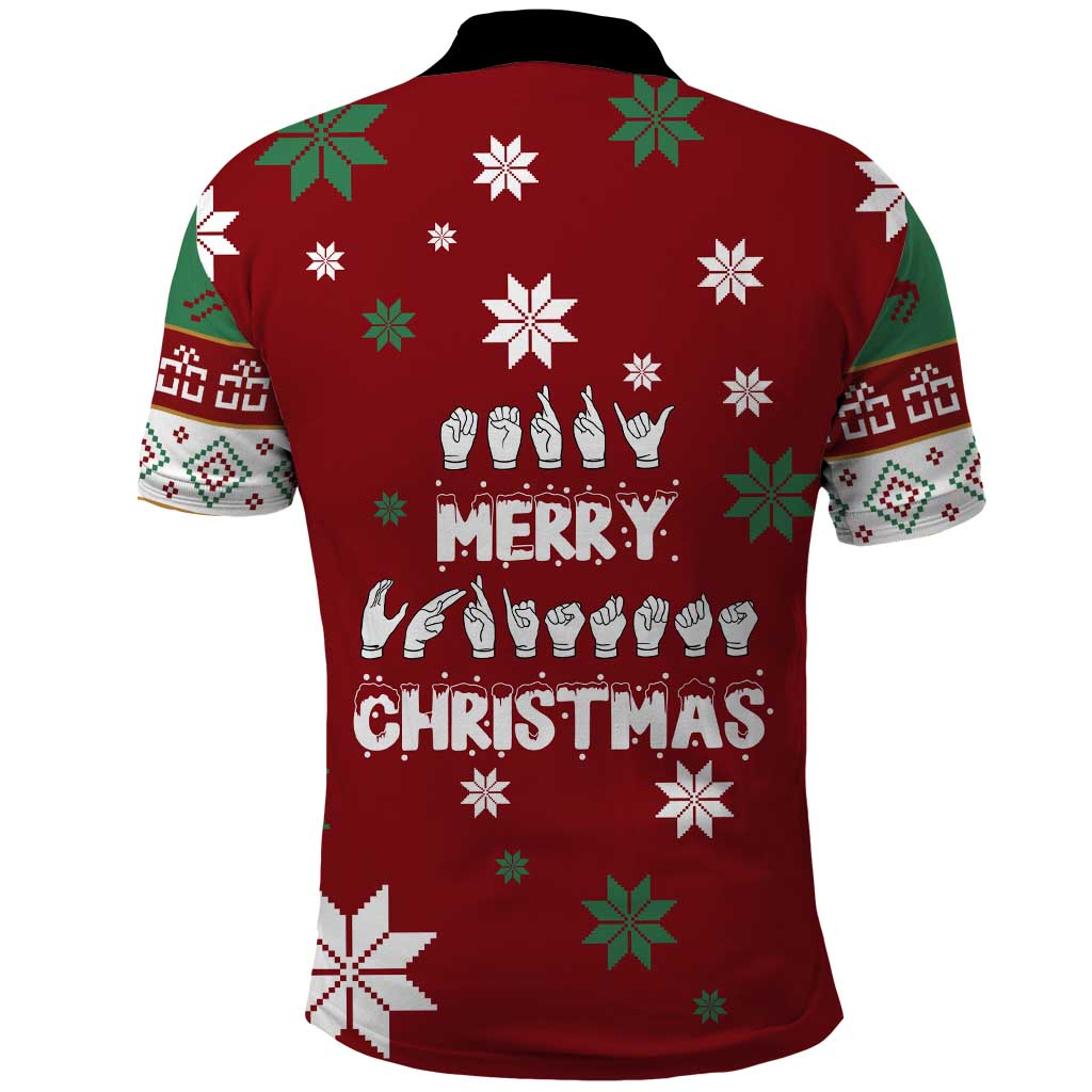Sign Language Merry Christmas Polo Shirt Xmas Holiday Patterns - Wonder Print Shop