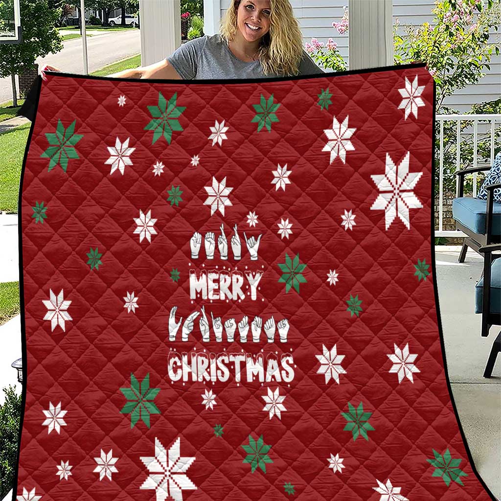 Sign Language Merry Christmas Quilt Xmas Holiday Patterns - Wonder Print Shop