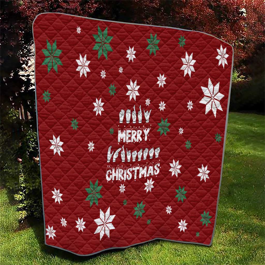 Sign Language Merry Christmas Quilt Xmas Holiday Patterns - Wonder Print Shop