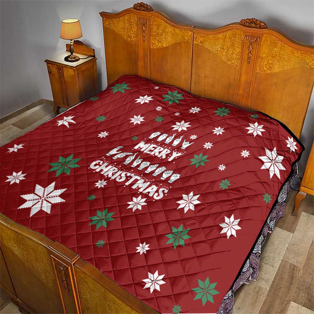 Sign Language Merry Christmas Quilt Xmas Holiday Patterns - Wonder Print Shop