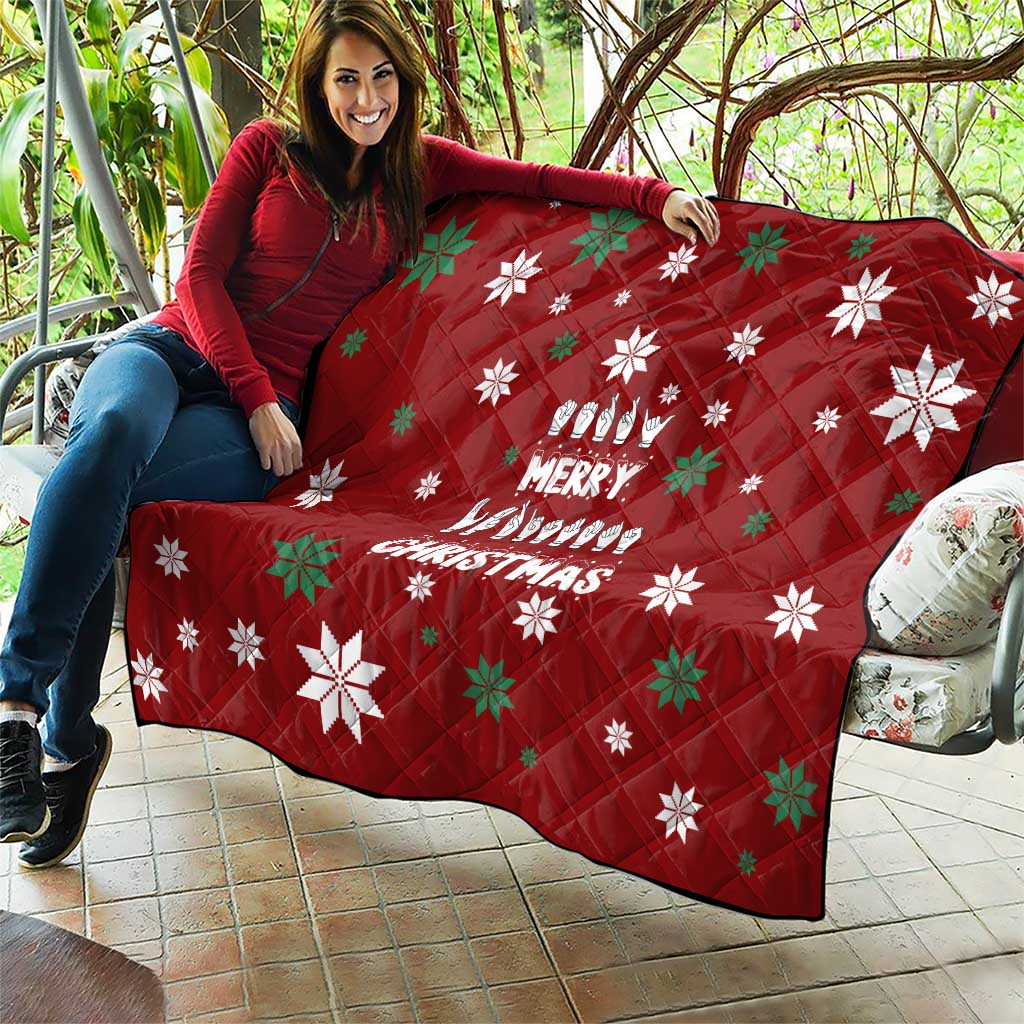 Sign Language Merry Christmas Quilt Xmas Holiday Patterns - Wonder Print Shop