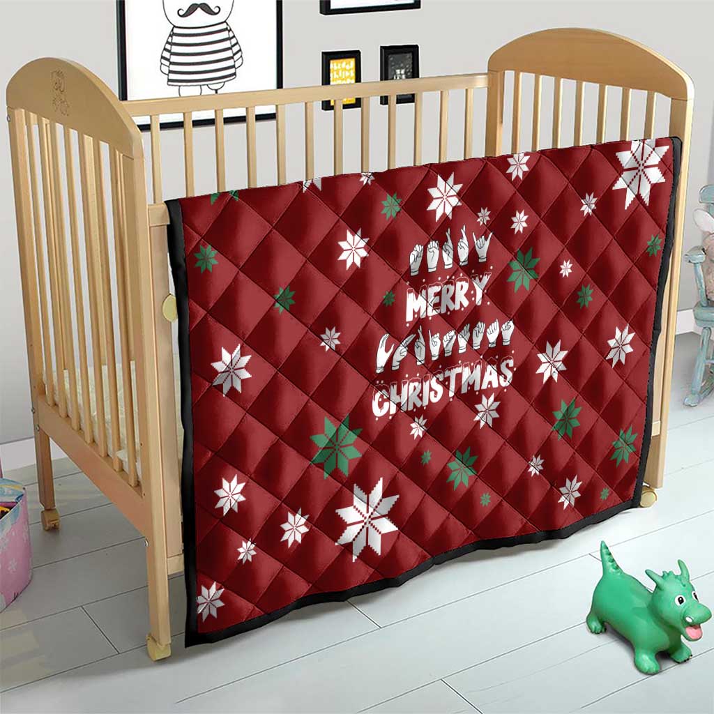 Sign Language Merry Christmas Quilt Xmas Holiday Patterns - Wonder Print Shop