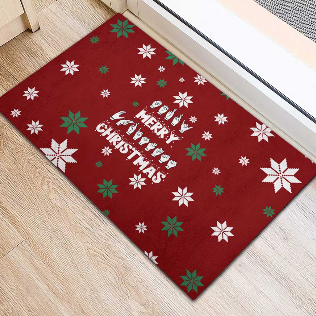 Sign Language Merry Christmas Rubber Doormat Xmas Holiday Patterns - Wonder Print Shop