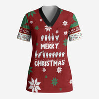 Sign Language Merry Christmas Scrub Top Xmas Holiday Patterns - Wonder Print Shop
