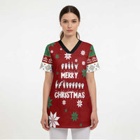 Sign Language Merry Christmas Scrub Top Xmas Holiday Patterns - Wonder Print Shop