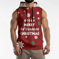 Sign Language Merry Christmas Sleeveless Hoodie Xmas Holiday Patterns - Wonder Print Shop