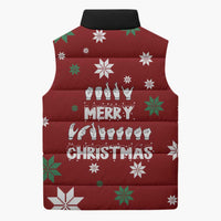 Sign Language Merry Christmas Sleeveless Puffer Jacket Xmas Holiday Patterns - Wonder Print Shop