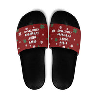 Sign Language Merry Christmas Slide Sandals Xmas Holiday Patterns - Wonder Print Shop