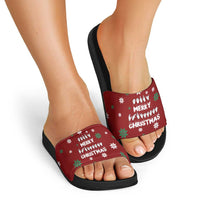 Sign Language Merry Christmas Slide Sandals Xmas Holiday Patterns - Wonder Print Shop