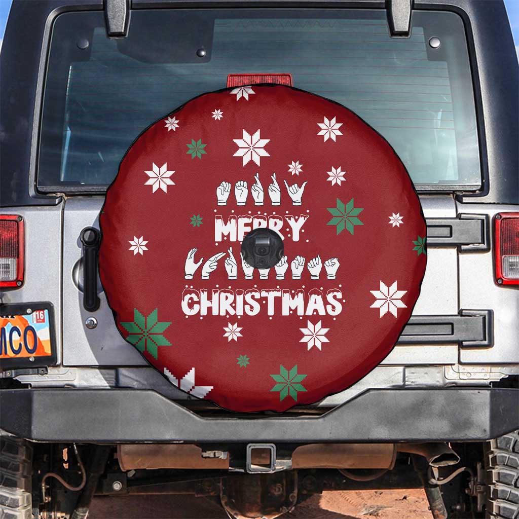 Sign Language Merry Christmas Spare Tire Cover Xmas Holiday Patterns - Wonder Print Shop