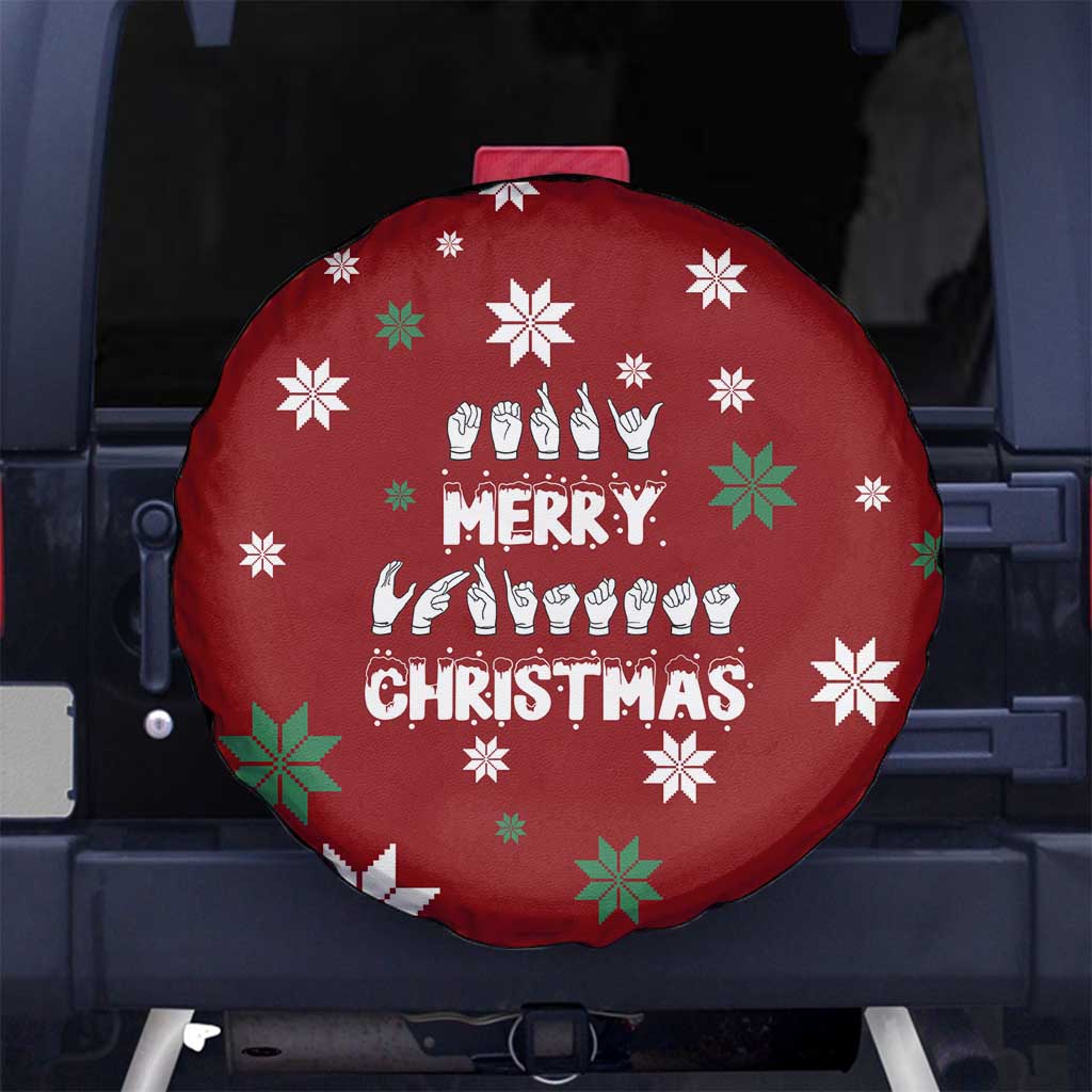 Sign Language Merry Christmas Spare Tire Cover Xmas Holiday Patterns - Wonder Print Shop
