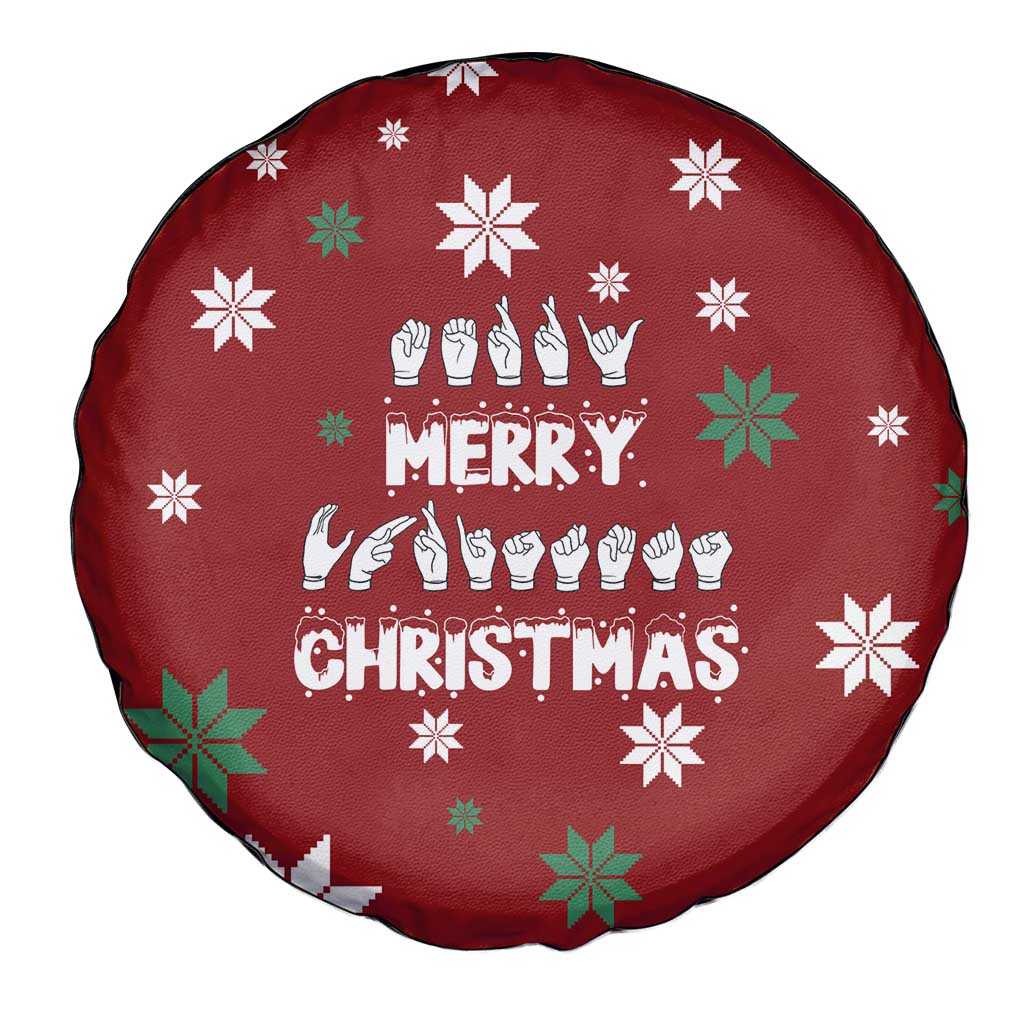Sign Language Merry Christmas Spare Tire Cover Xmas Holiday Patterns - Wonder Print Shop