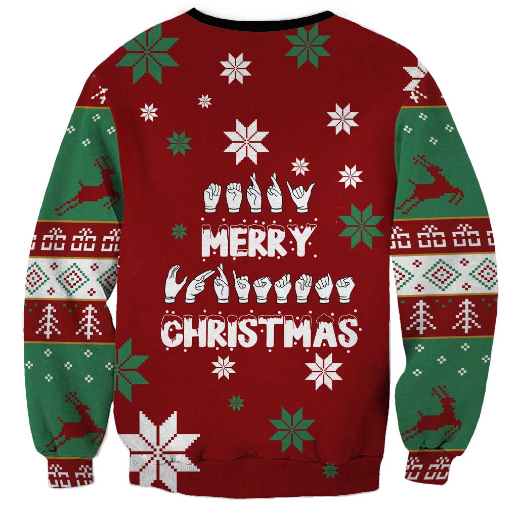 Sign Language Merry Christmas Sweatshirt Xmas Holiday Patterns - Wonder Print Shop