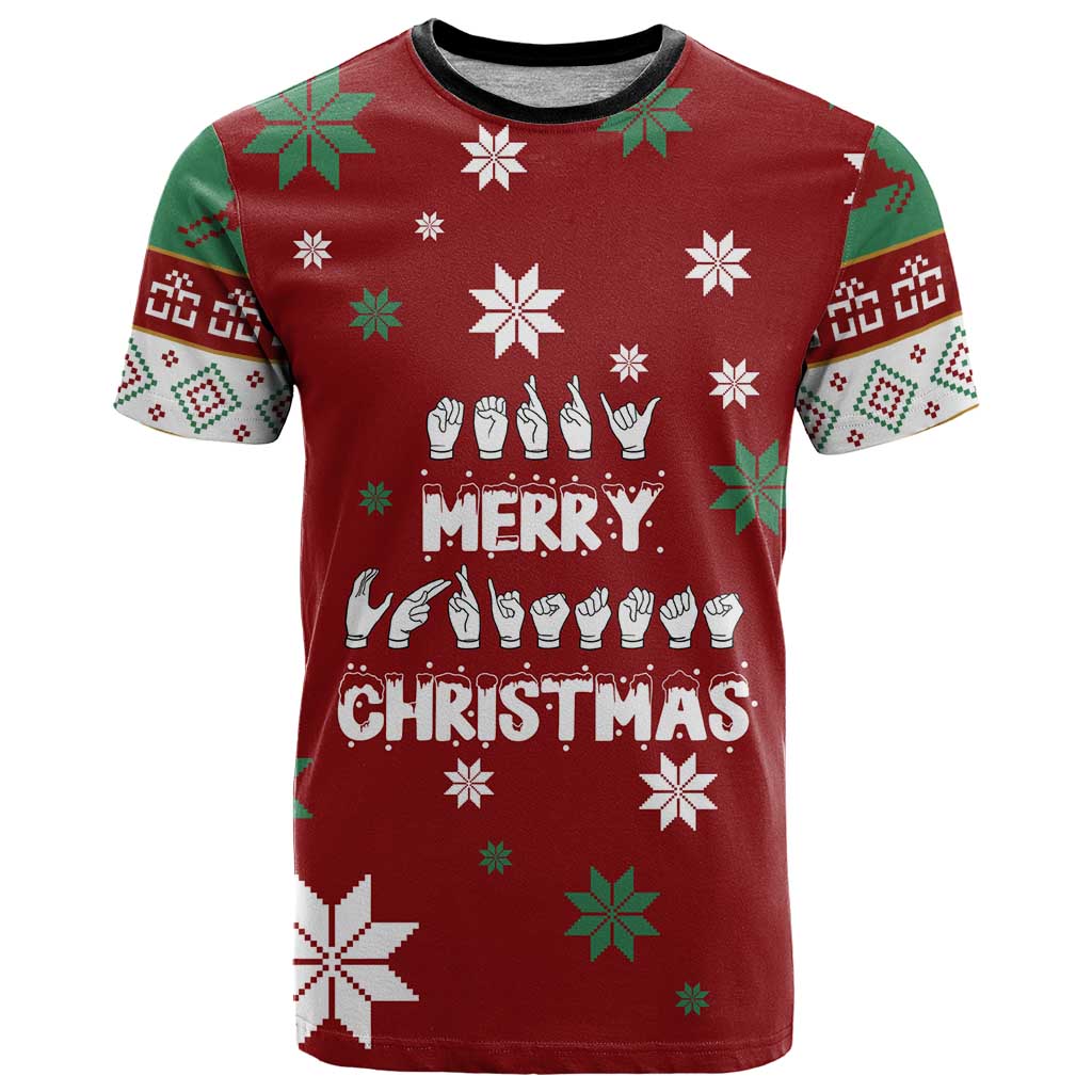 Sign Language Merry Christmas T Shirt Xmas Holiday Patterns - Wonder Print Shop