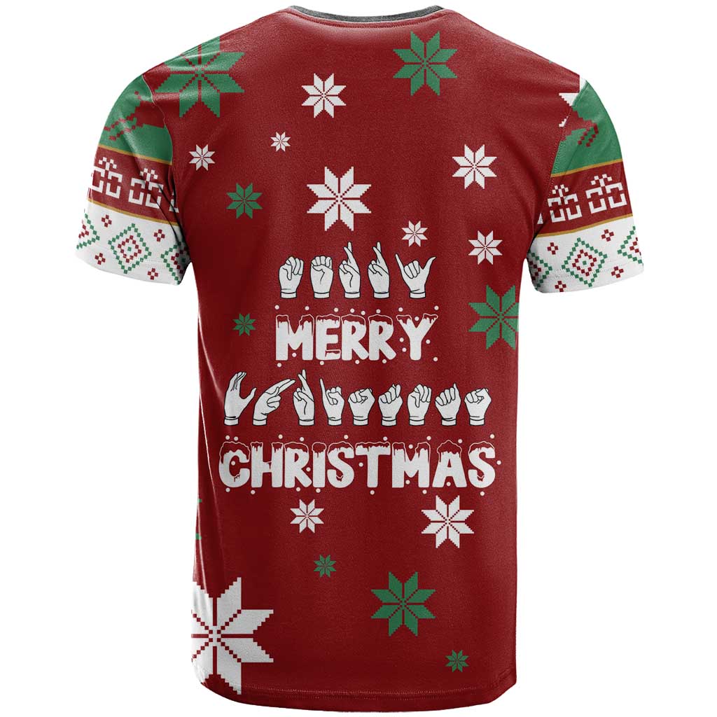 Sign Language Merry Christmas T Shirt Xmas Holiday Patterns - Wonder Print Shop