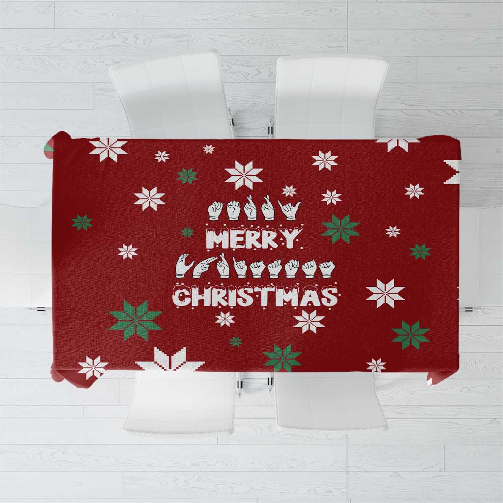 Sign Language Merry Christmas Tablecloth Xmas Holiday Patterns - Wonder Print Shop
