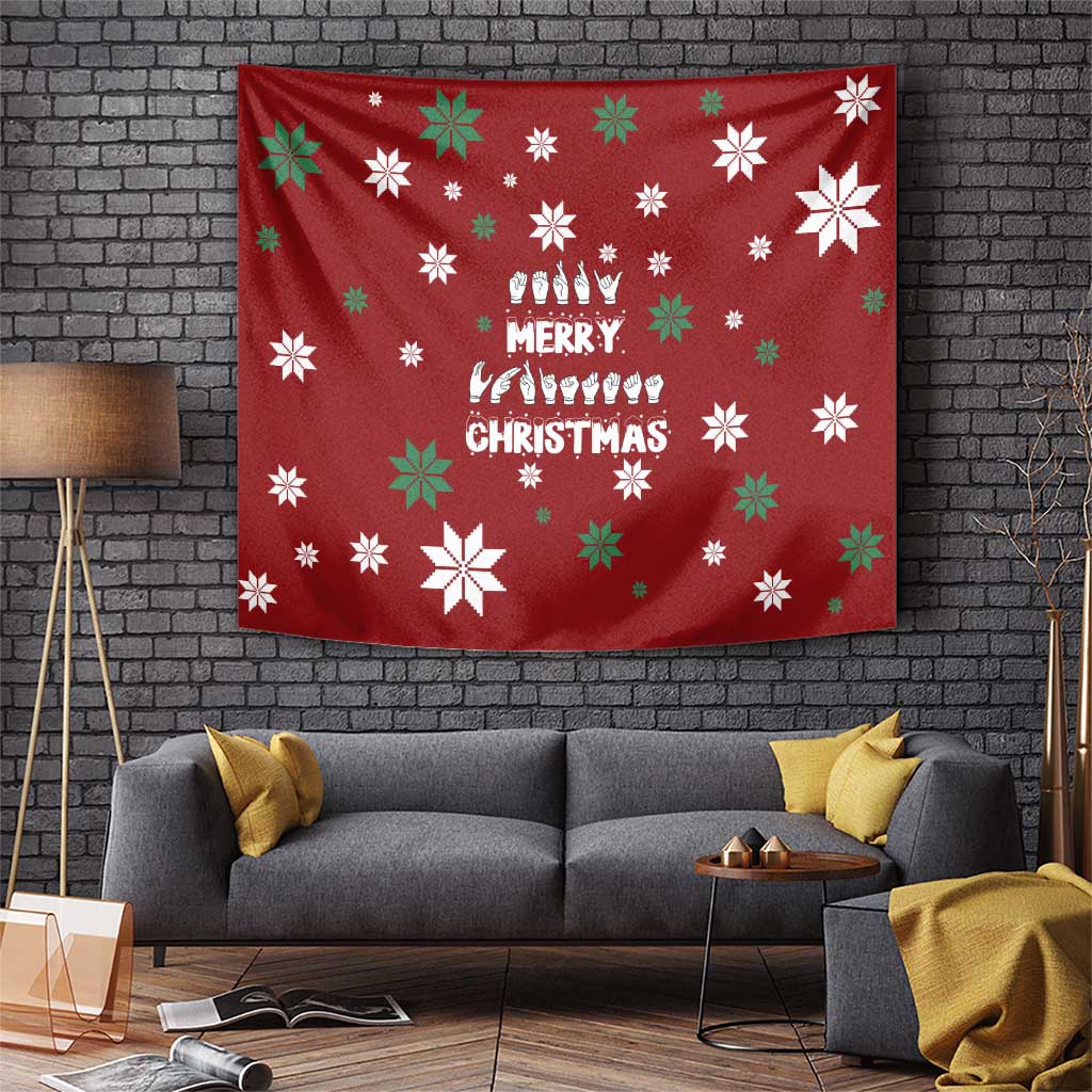 Sign Language Merry Christmas Tapestry Xmas Holiday Patterns - Wonder Print Shop
