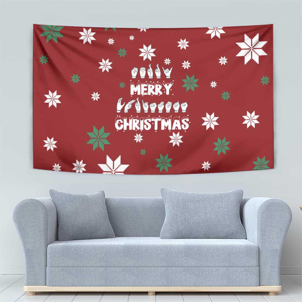 Sign Language Merry Christmas Tapestry Xmas Holiday Patterns - Wonder Print Shop