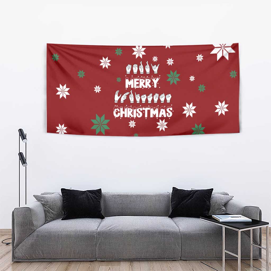 Sign Language Merry Christmas Tapestry Xmas Holiday Patterns - Wonder Print Shop