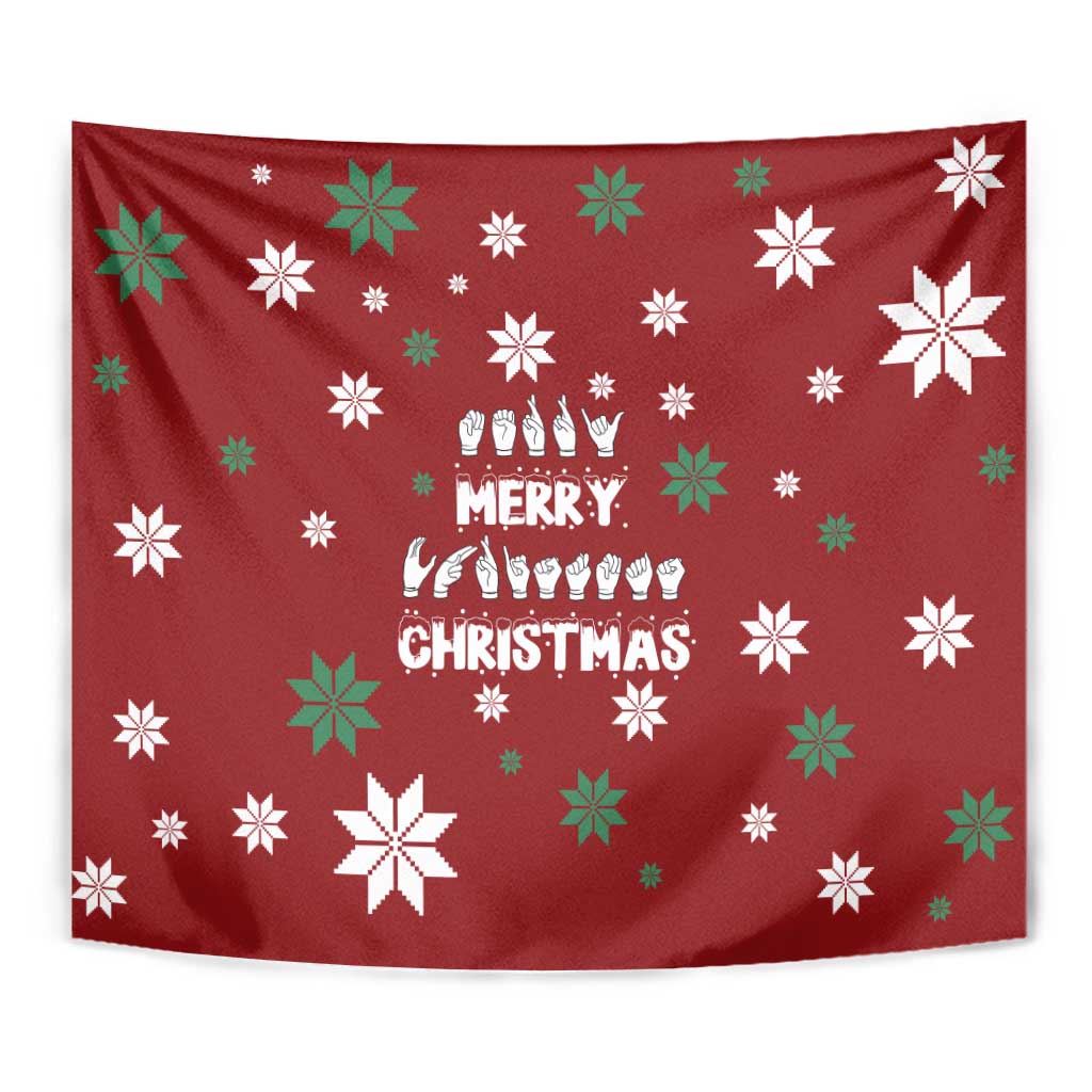 Sign Language Merry Christmas Tapestry Xmas Holiday Patterns - Wonder Print Shop