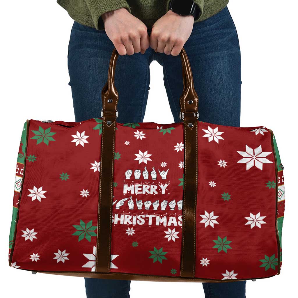 Sign Language Merry Christmas Travel Bag Xmas Holiday Patterns - Wonder Print Shop
