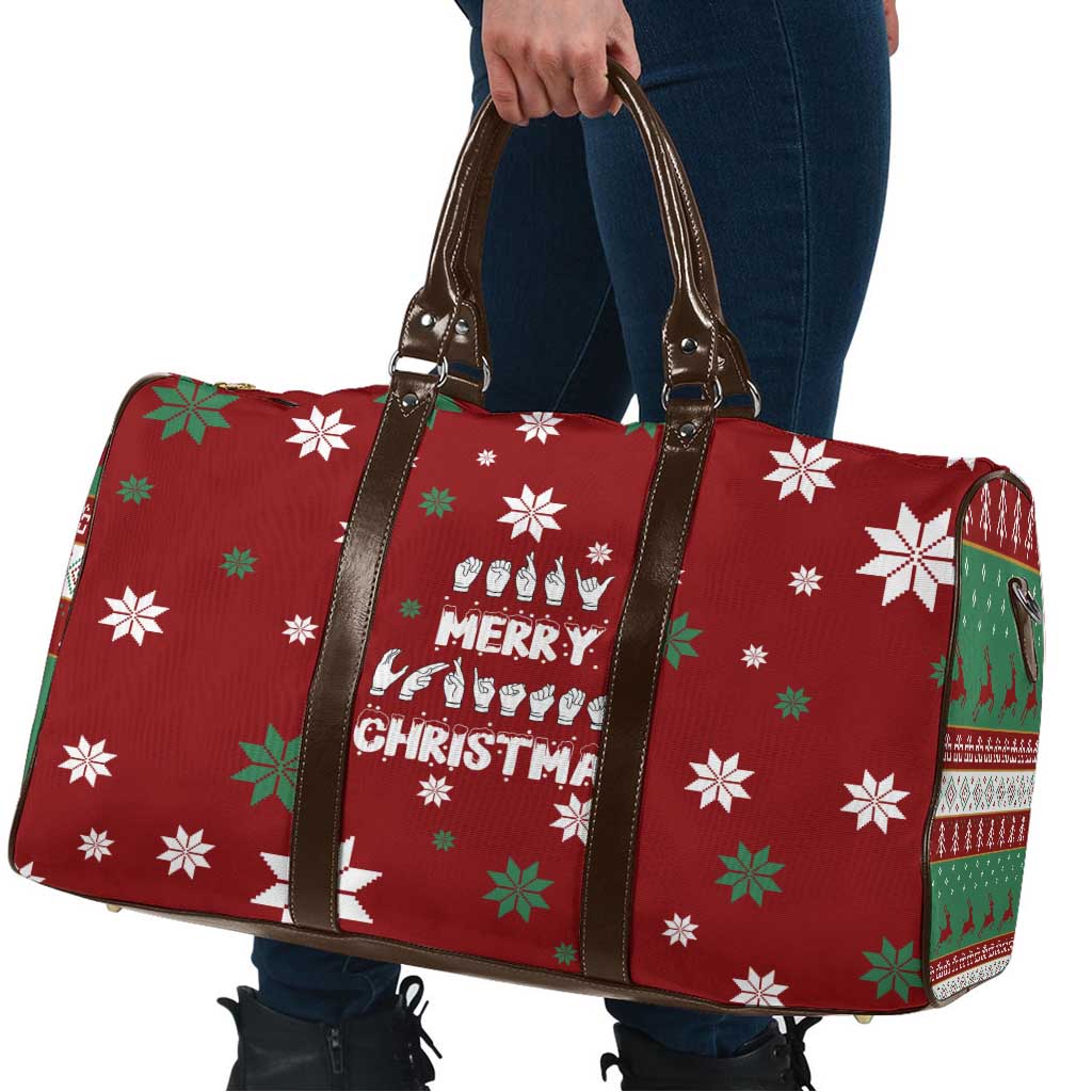 Sign Language Merry Christmas Travel Bag Xmas Holiday Patterns - Wonder Print Shop