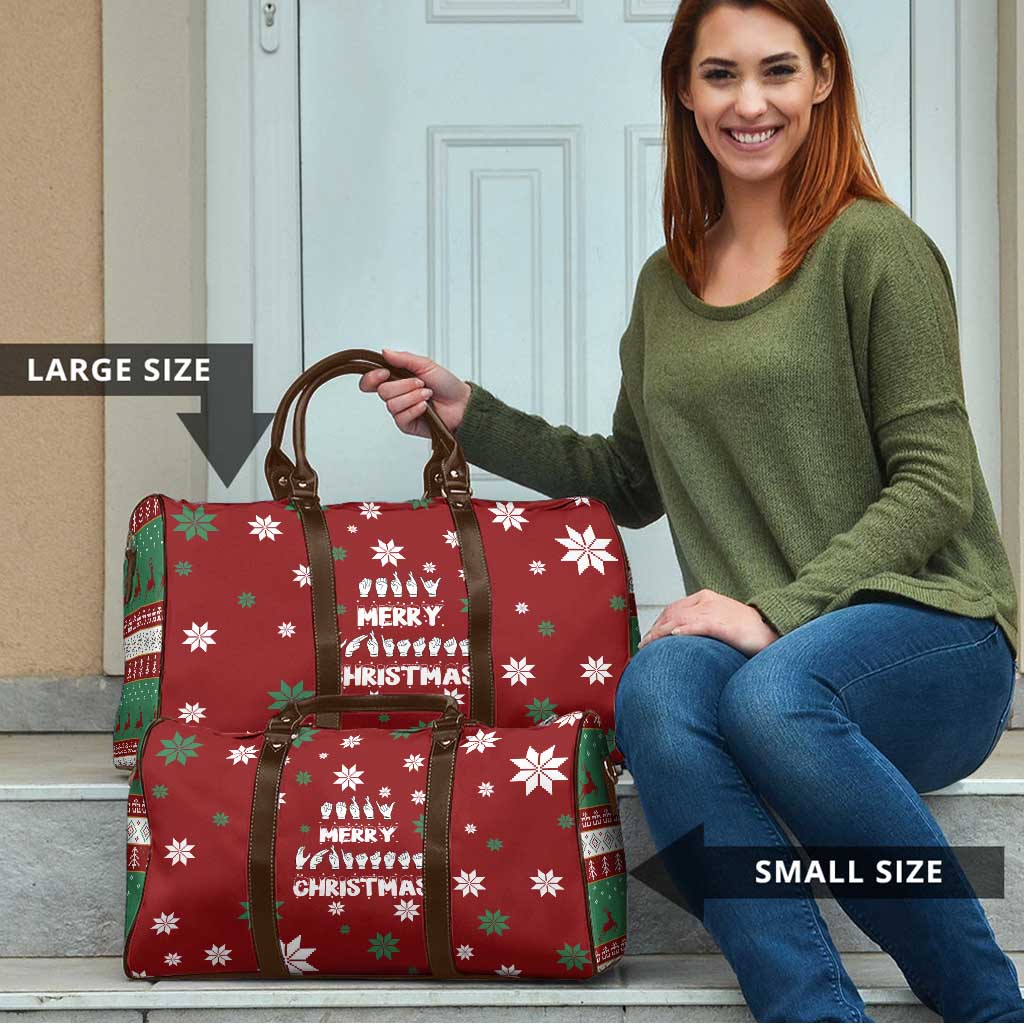 Sign Language Merry Christmas Travel Bag Xmas Holiday Patterns - Wonder Print Shop