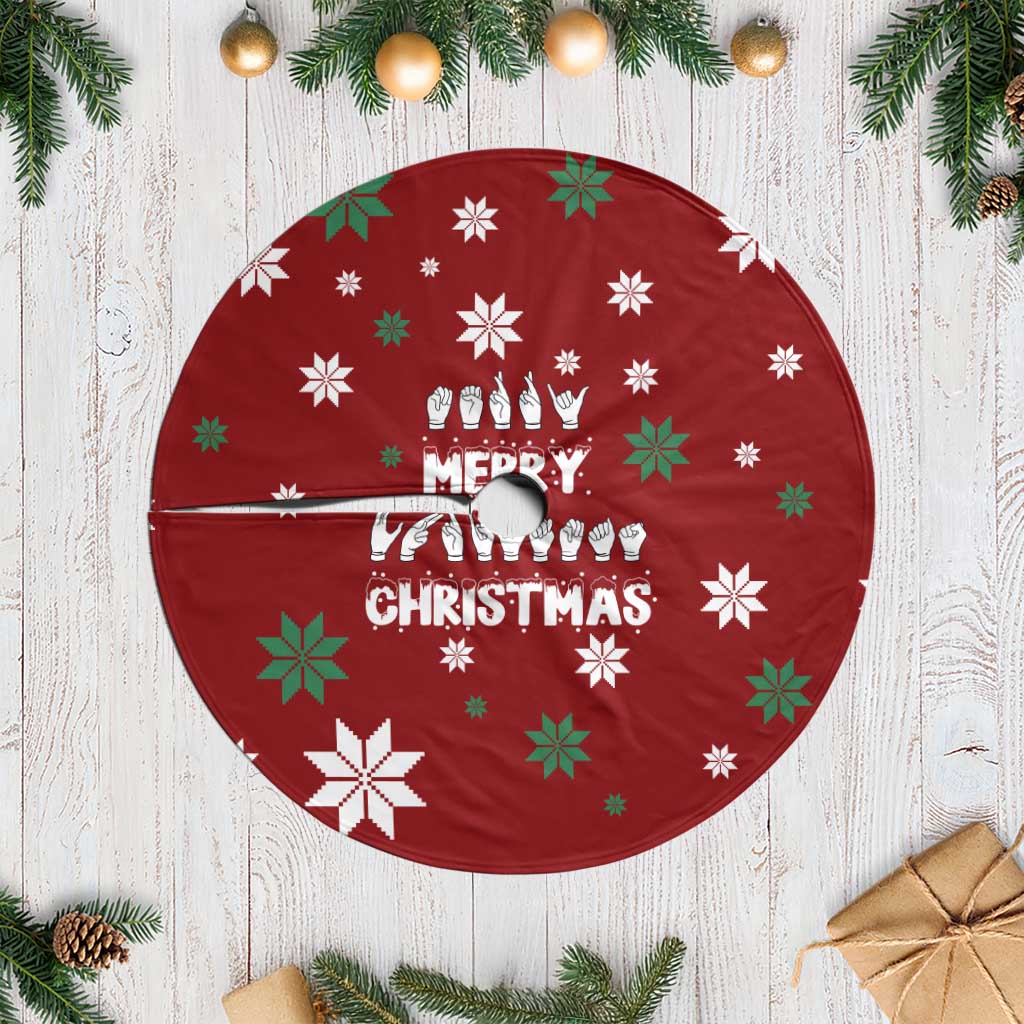 Sign Language Merry Christmas Tree Skirt Xmas Holiday Patterns - Wonder Print Shop