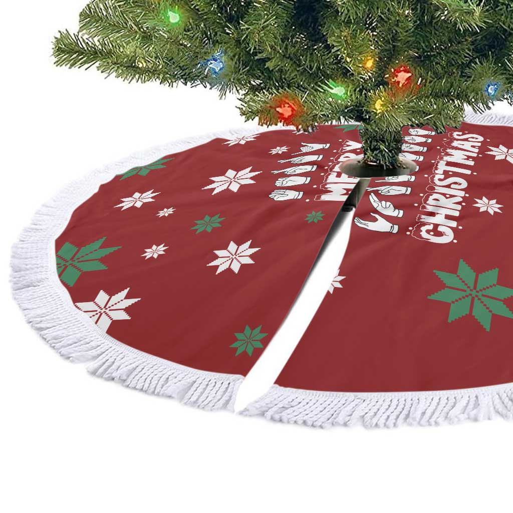 Sign Language Merry Christmas Tree Skirt Xmas Holiday Patterns - Wonder Print Shop