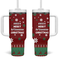 Sign Language Merry Christmas Tumbler With Handle Xmas Holiday Patterns - Wonder Print Shop