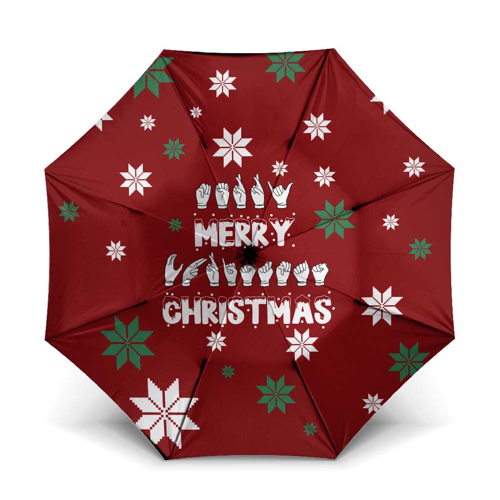 Sign Language Merry Christmas Umbrella Xmas Holiday Patterns - Wonder Print Shop