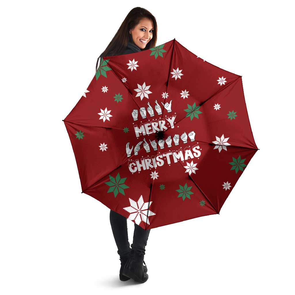 Sign Language Merry Christmas Umbrella Xmas Holiday Patterns - Wonder Print Shop