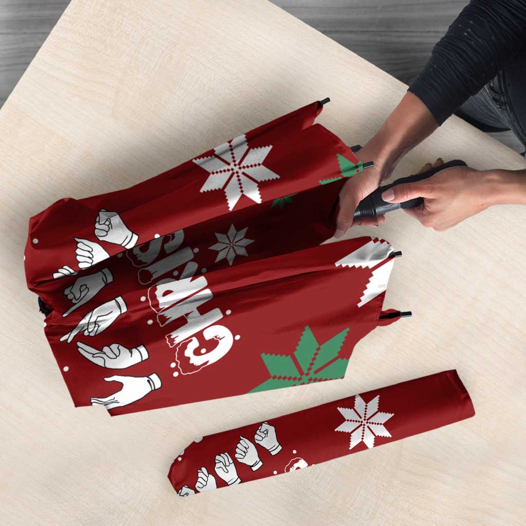 Sign Language Merry Christmas Umbrella Xmas Holiday Patterns - Wonder Print Shop