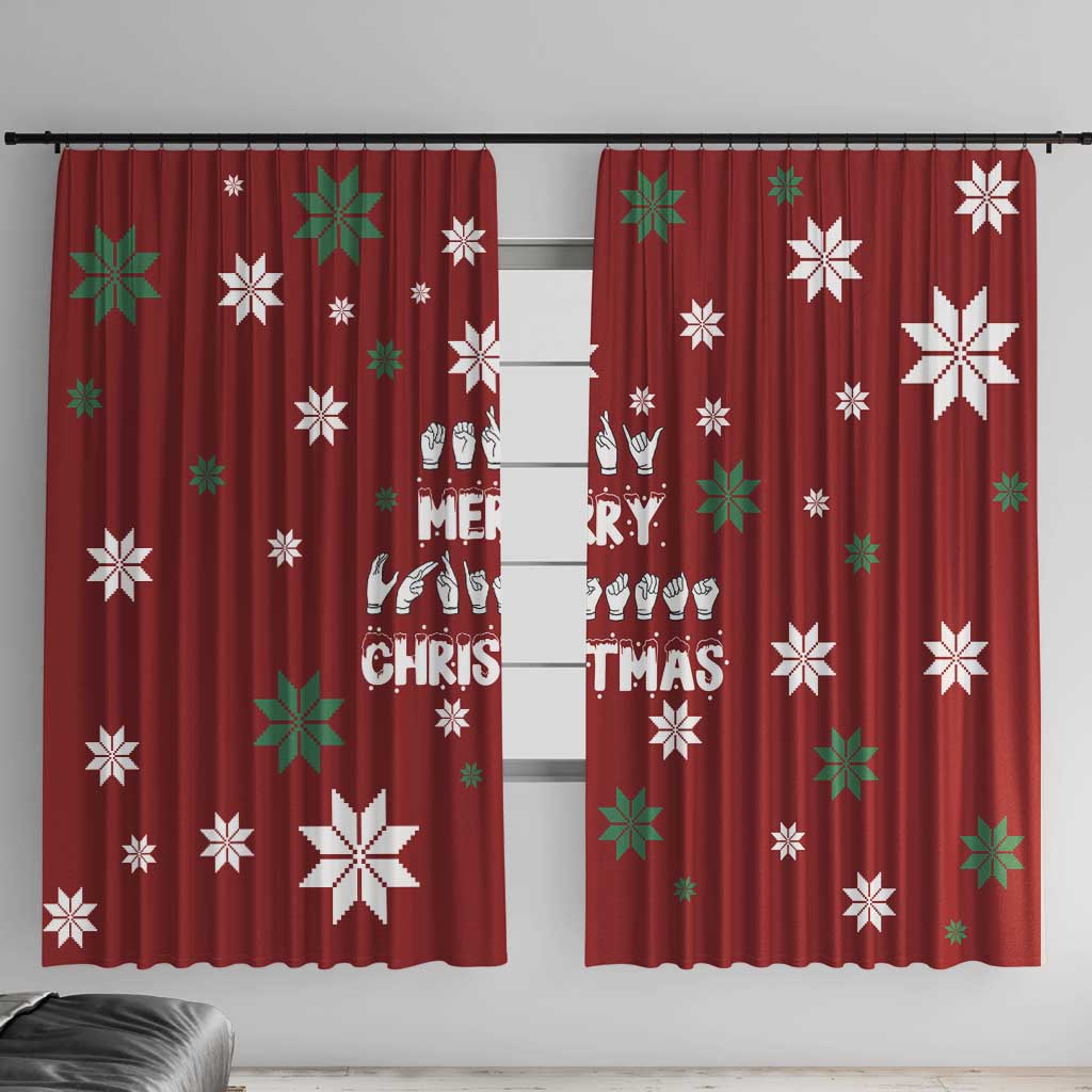 Sign Language Merry Christmas Window Curtain Xmas Holiday Patterns - Wonder Print Shop