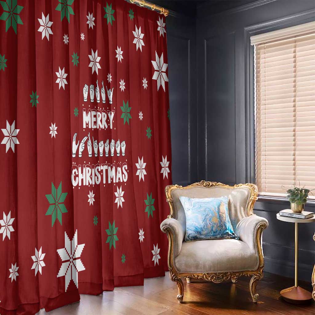 Sign Language Merry Christmas Window Curtain Xmas Holiday Patterns - Wonder Print Shop
