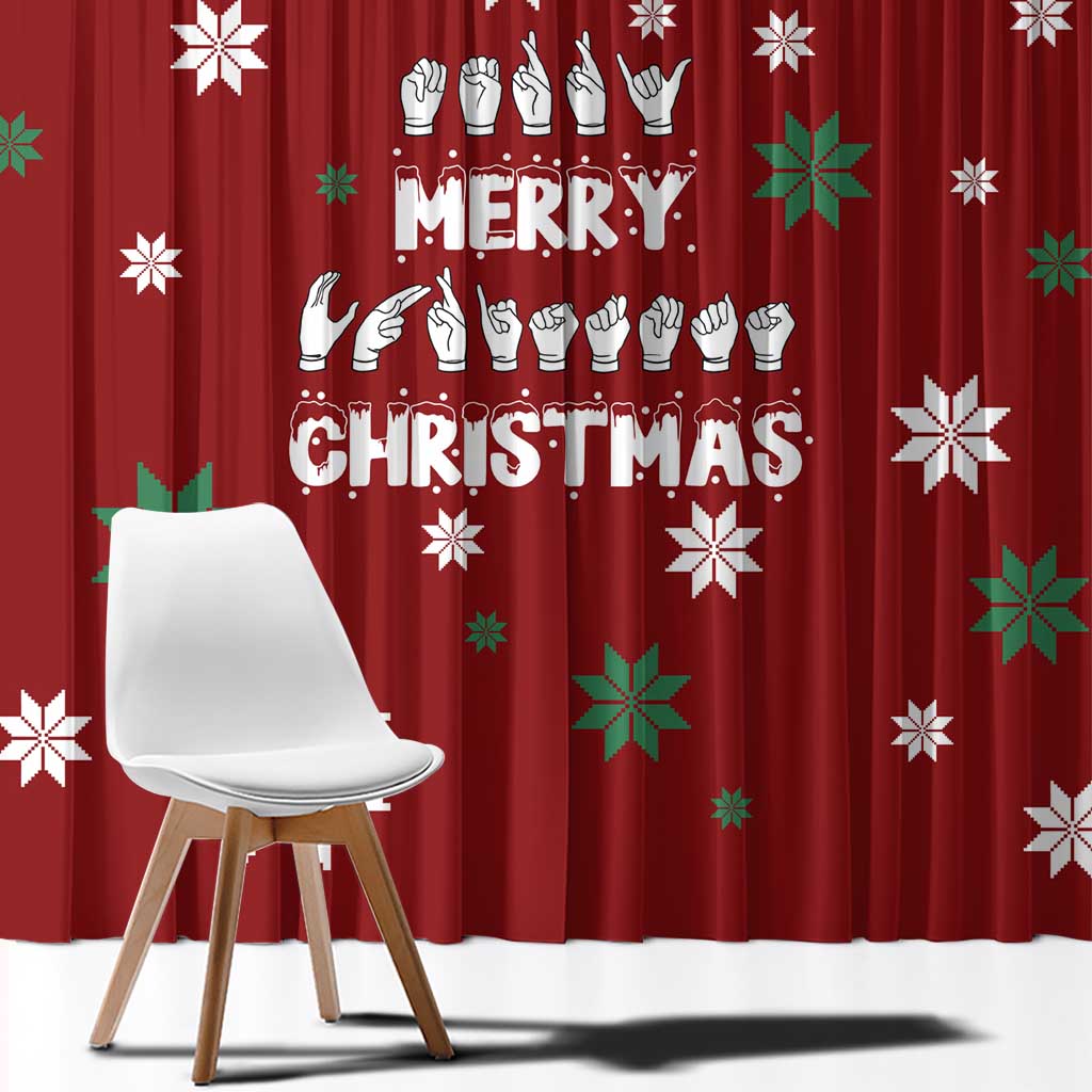 Sign Language Merry Christmas Window Curtain Xmas Holiday Patterns - Wonder Print Shop