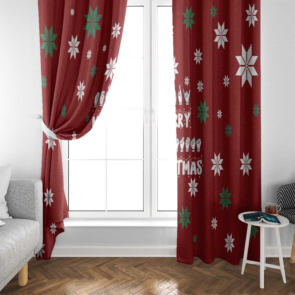Sign Language Merry Christmas Window Curtain Xmas Holiday Patterns - Wonder Print Shop
