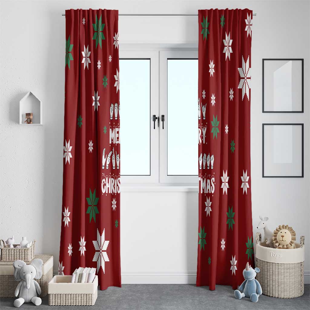 Sign Language Merry Christmas Window Curtain Xmas Holiday Patterns - Wonder Print Shop
