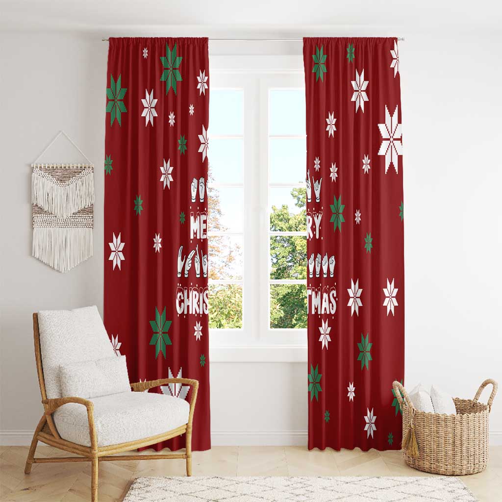 Sign Language Merry Christmas Window Curtain Xmas Holiday Patterns - Wonder Print Shop