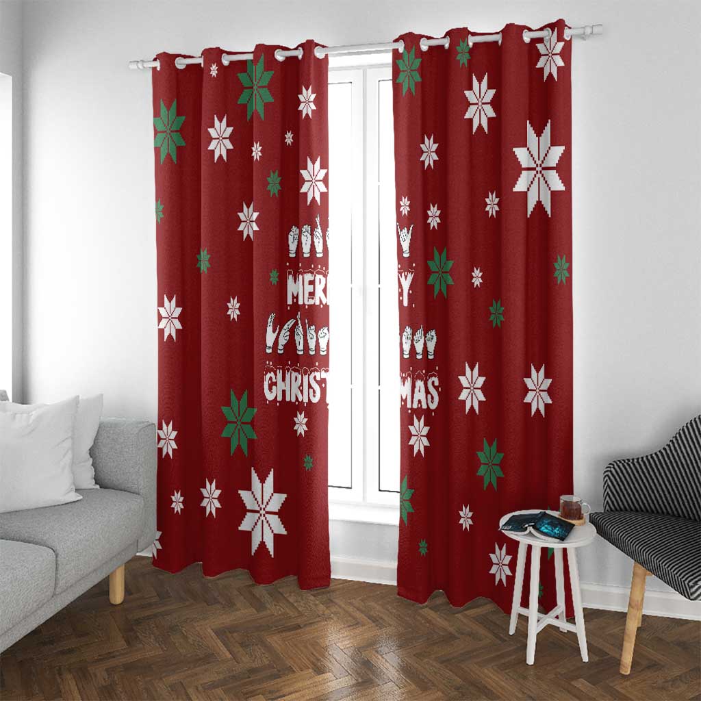 Sign Language Merry Christmas Window Curtain Xmas Holiday Patterns - Wonder Print Shop