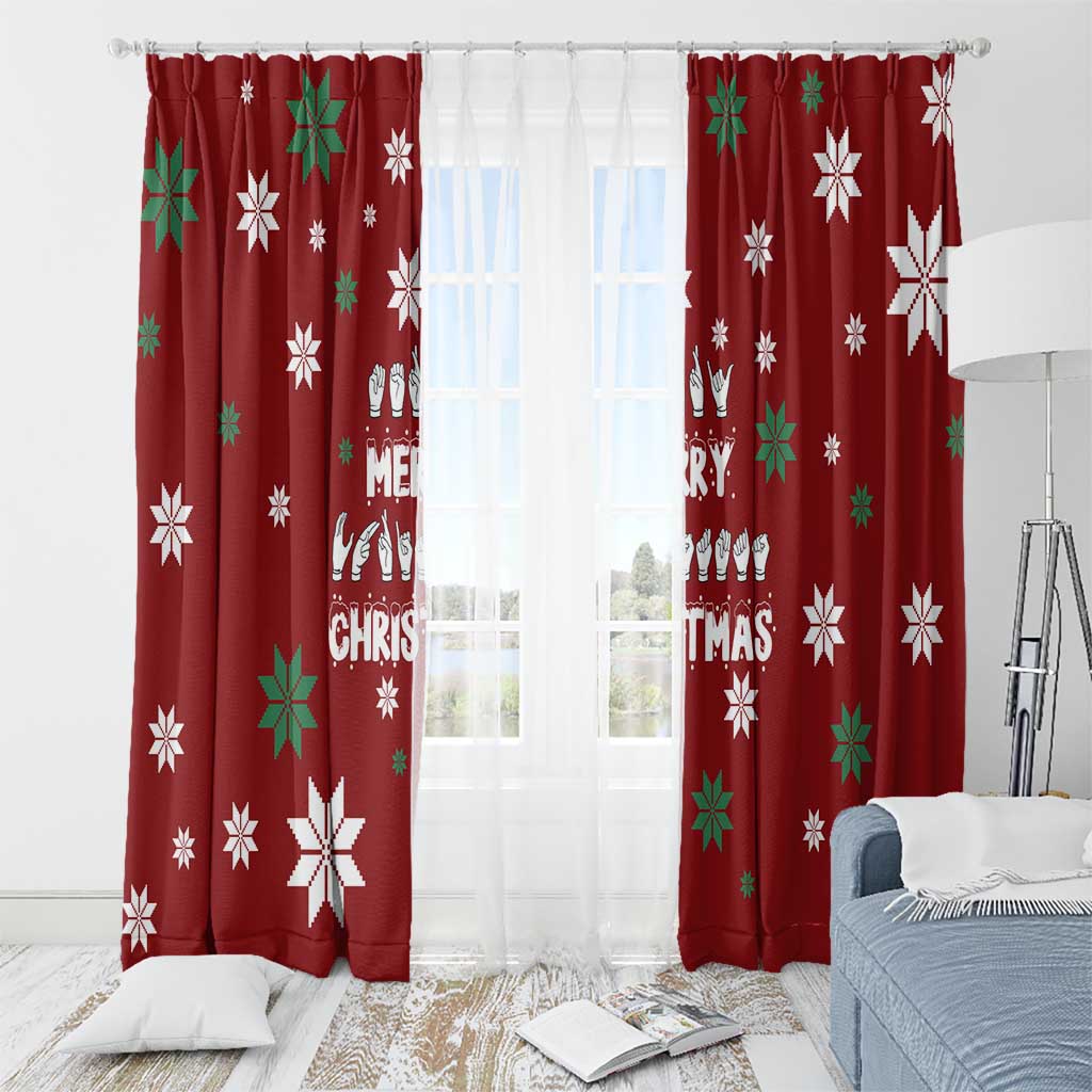 Sign Language Merry Christmas Window Curtain Xmas Holiday Patterns - Wonder Print Shop
